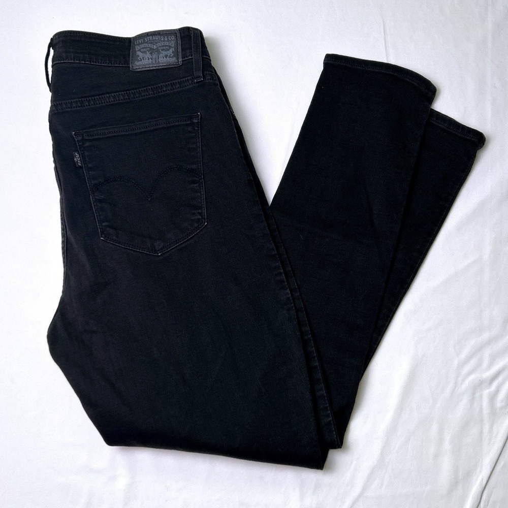 Levi's Womens 721 High Rise Skinny Denim Jeans Size 32/14 Black Classic Stretch
